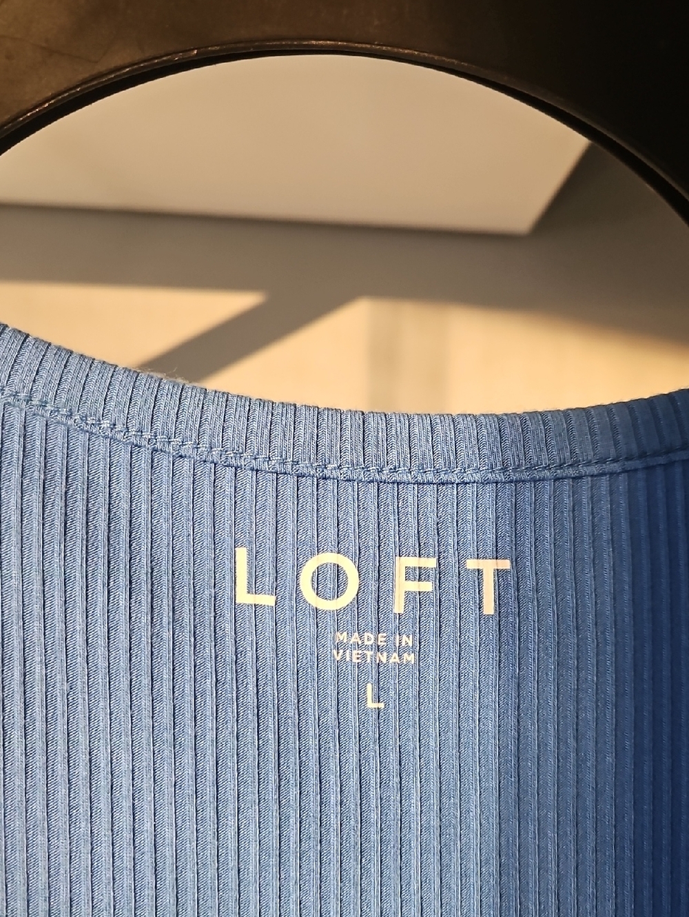LOFT Ribbed Light Blue Crewneck Top